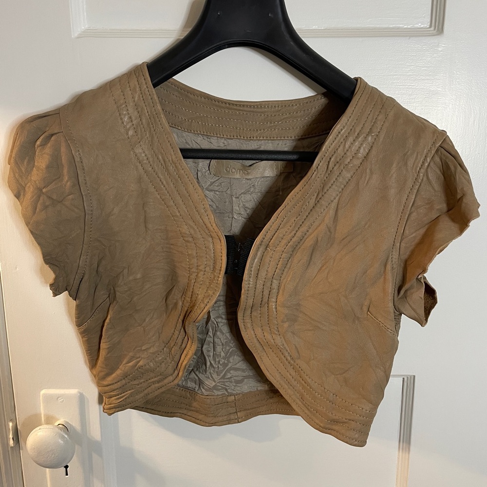 Doma Tan Leather Women's Cropped Vest